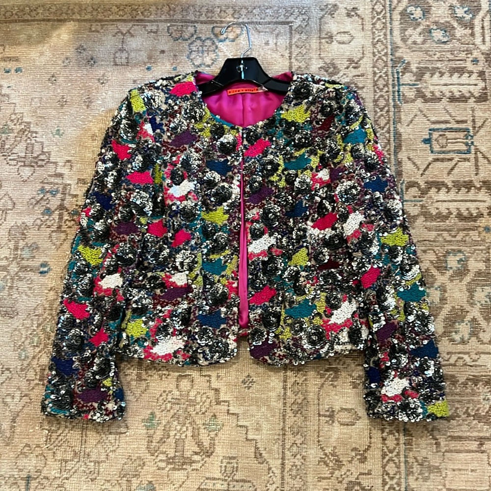 Alice + Olivia “Ellie” Multi Color Tulle Sequin Jacket